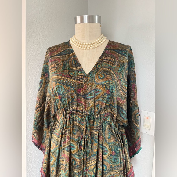 100% Silk Sari Kaftan Wylder Trading Company NWT - Picture 9 of 9